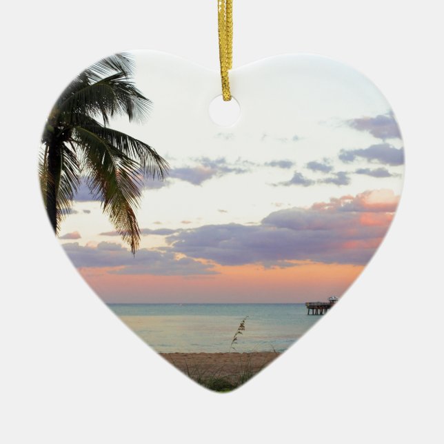 Lauderdale-durch-d-Meer, Florida Sonnenuntergang Keramikornament (Vorne)