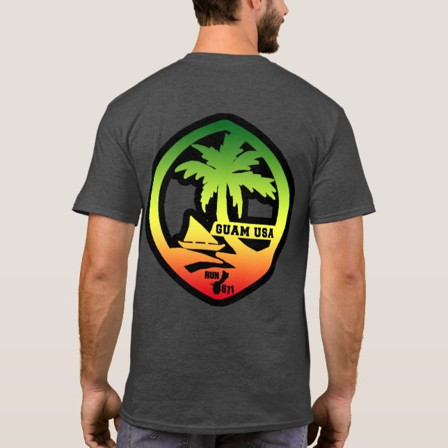 LAUF671 GUAM beunruhigtes Reggae-Siegel T-Shirt (Rückseite)