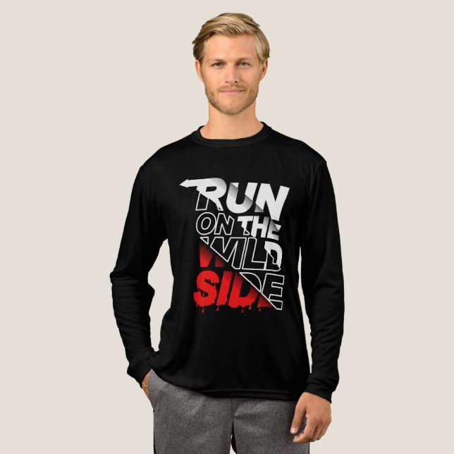 Lauf auf der wilden Seite Tri-Blend Shirt (Volle Vorderseite)
