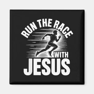 Lauf Das Rennen Mit Jesus Motivationszitat  Magnet