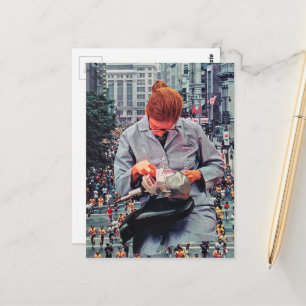 Lauf! Der Zahnarzt kommt Eine surrealistische Coll Postkarte