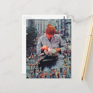 Lauf Der Zahnarzt kommt Surrealer Retro-Collage Postkarte