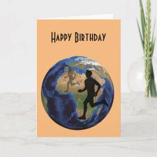 Lauf die Welt Geburtstag Karte