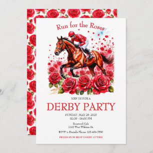 Lauf für die Rose Pferde Derby Party Einladung