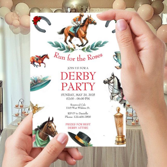 Lauf für Rose Race Horse Derby Party Einladung (Von Creator hochgeladen)