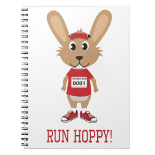 Lauf Hoppy! Kaninchen-Läufer in Rot Notizblock