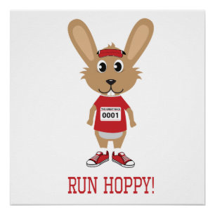 Lauf Hoppy! Kaninchenläufer in Rot Poster