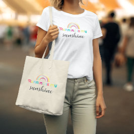 Lauf ist mein Sonnenschein farbenfroher Regenbogen Jumbo Stoffbeutel