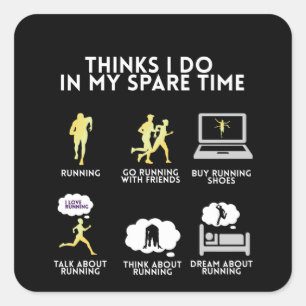 Lauf-Läufer-Marathon lustige Geschenkidee Quadratischer Aufkleber