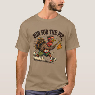 Lauf nach dem Kuchen Truthahn Thanksgiving Design T-Shirt