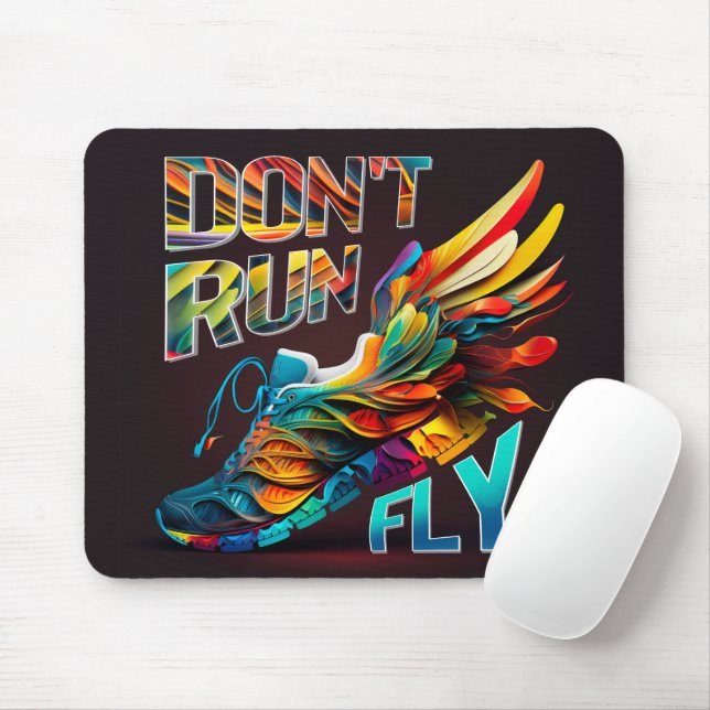 Lauf nicht, Fly | Neon Running Schuh Mousepad (Mit Mouse)