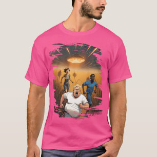 Lauf Panik Menschen Alien Invasion Raumschiff Ufo T-Shirt