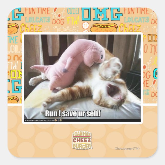 Lauf! Rett dich! Quadratischer Aufkleber (Vorderseite)