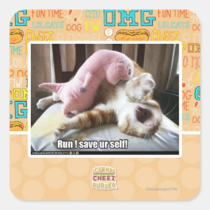 Lauf! Rett dich! Quadratischer Aufkleber