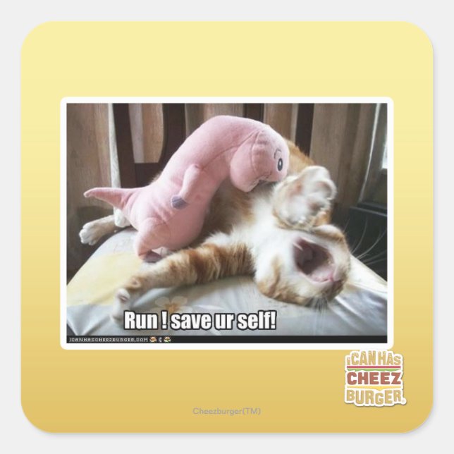 Lauf! Rett dich! Quadratischer Aufkleber (Vorderseite)