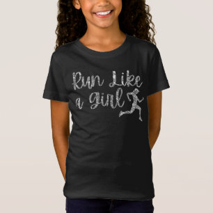 Lauf wie ein Girl-Runner-Glitzer T-Shirt