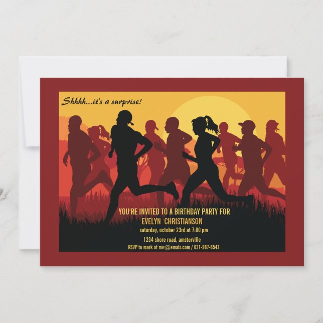 Lauf wie ein Marathonläufer Einladung (Vorderseite)