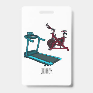 Laufband- und Spinningbike-Cartoon-Illustration Ausweis