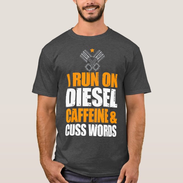 Laufen auf Diesel-Koffein-Cuss-Wörter urbo Diesel T-Shirt (Vorderseite)