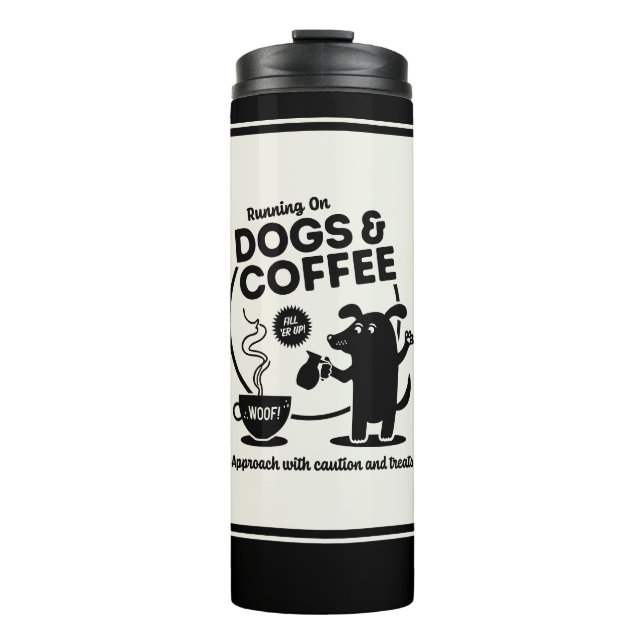 Laufen auf Hunden und Kaffeetemperatur Thermosbecher (Vorderseite)