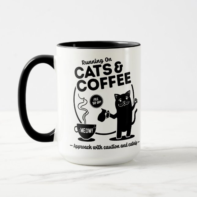 Laufen auf Katzen und Kaffee 15 oz. Combo Tasse (Links)