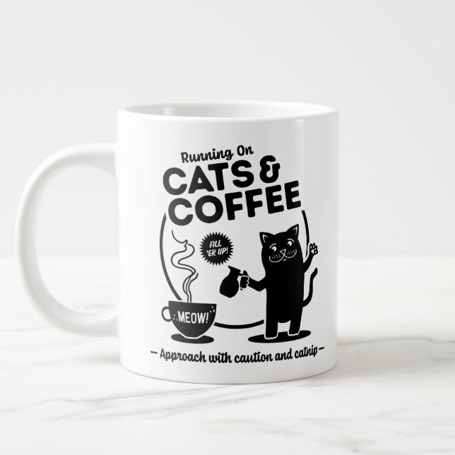 Laufen auf Katzen und Kaffee Jumbo-Tasse (Links)