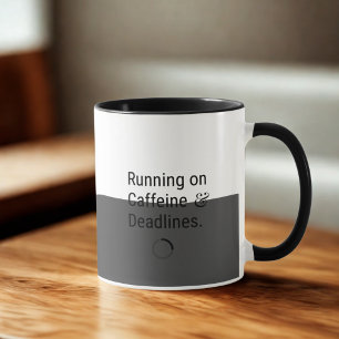 Laufen auf Koffein & Deadlines Funny Work Coffe Tasse