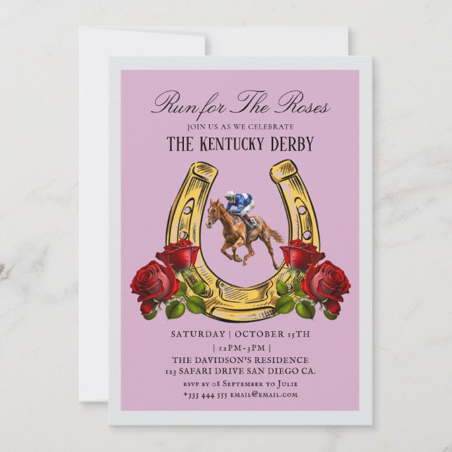 laufen für die Rose Derby-Party Einladung (Vorderseite)