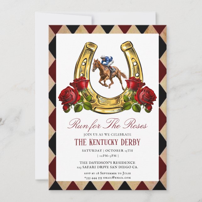 laufen für die Rose Derby-Party Einladung (Vorderseite)