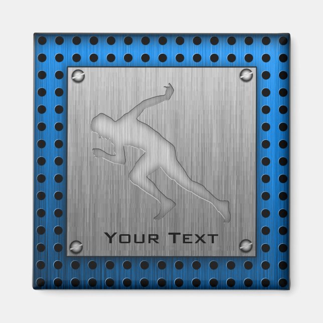 Laufen; gebürstetes Metall-Look Magnet (Vorne)