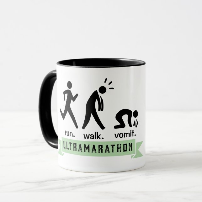 Laufen. Gehen. Erbrechen. Tasse (Vorderseite Links)
