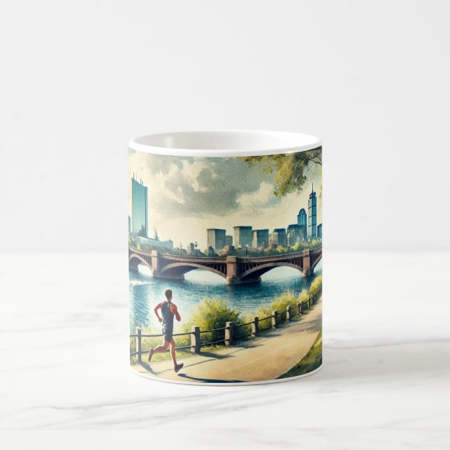Laufen in Boston Massachusetts Charles River Kaffeetasse (Mittel)