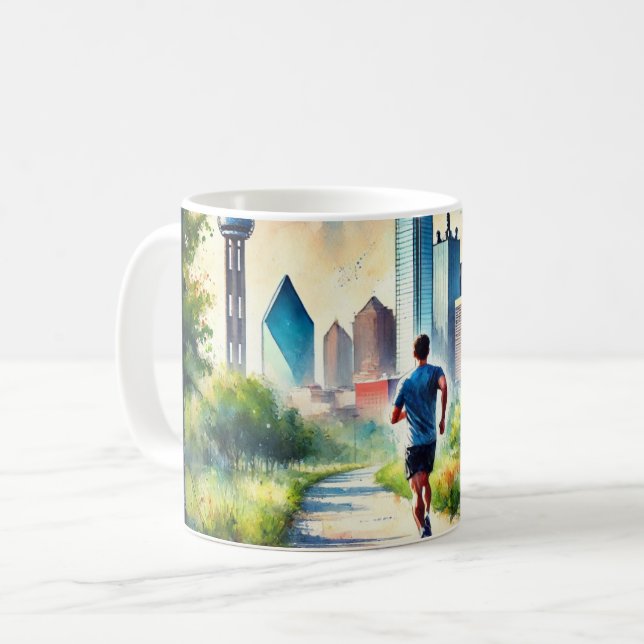 Laufen in Dallas Texas Kaffeetasse (Vorderseite Links)