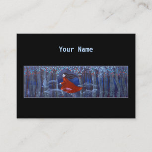 Laufen in das Holz nachts. Auf Schwarzem Visitenkarte