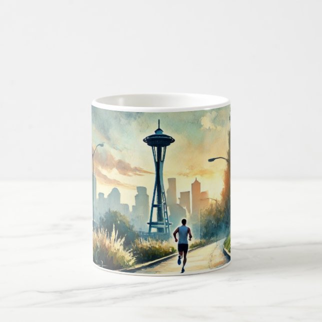 Laufen in der Seattle Space Needle Kaffeetasse (Mittel)