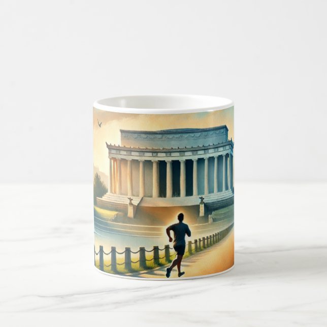 Laufen in Washington DC Lincoln Memorial Kaffeetasse (Mittel)