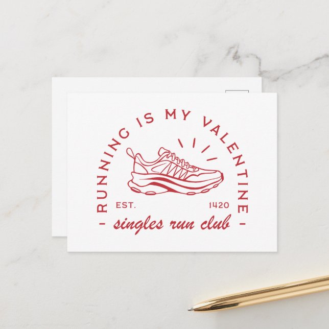Laufen ist mein valentinischer Single-Laufclub Postkarte (Vorderseite/Rückseite Beispiel)