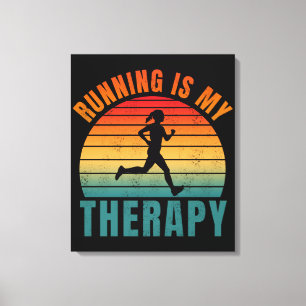 Laufen ist meine Therapie lustiges Sportgeschenk Leinwanddruck