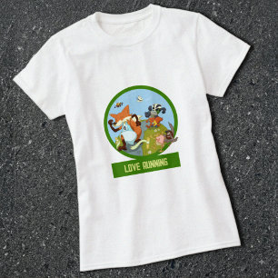 Laufen lieben lustige Waldtiere-Rennen Cartoon T-Shirt