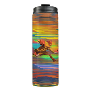 Laufen mit einer Blume Thermosbecher