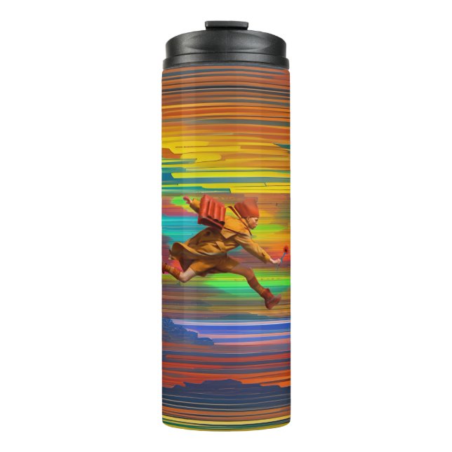 Laufen mit einer Blume Thermosbecher (Vorderseite)
