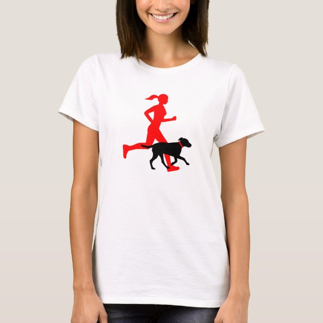 Laufen mit Hund (rot/schwarz) T-Shirt (Vorderseite)
