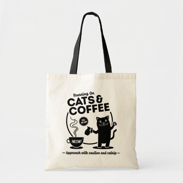 Laufen mit Katzen und Kaffee Tragetasche (Vorne)