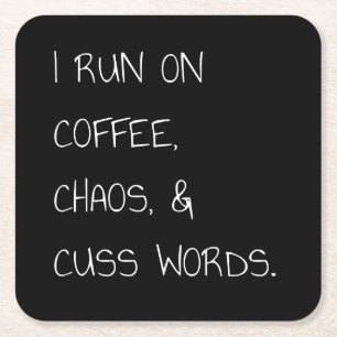 Laufen Sie auf Coffee Chaos Cuss Words Funny Mama Rechteckiger Pappuntersetzer