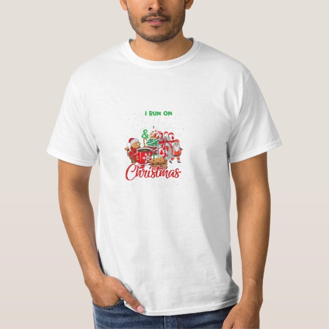 Laufen Sie Kaffee und Weihnachten T-Shirt (Vorderseite)