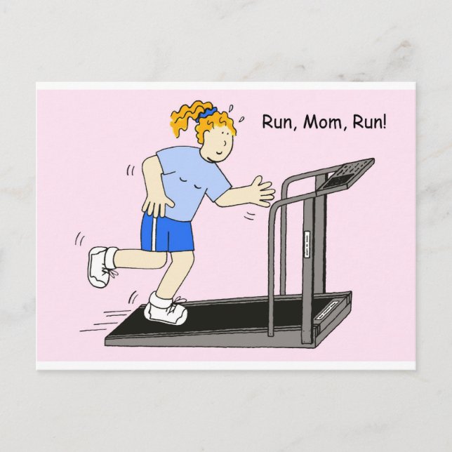 Laufen Sie Mama Run Lady auf Treadmill Postkarte (Vorderseite)