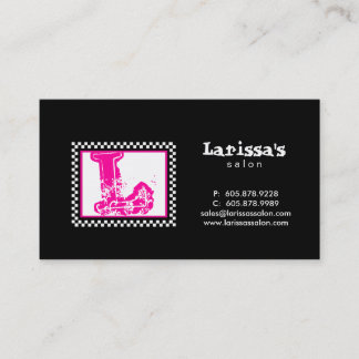 Laufen von Monogramm-Visitenkarte-Schwarz-Rosa 2 Visitenkarte