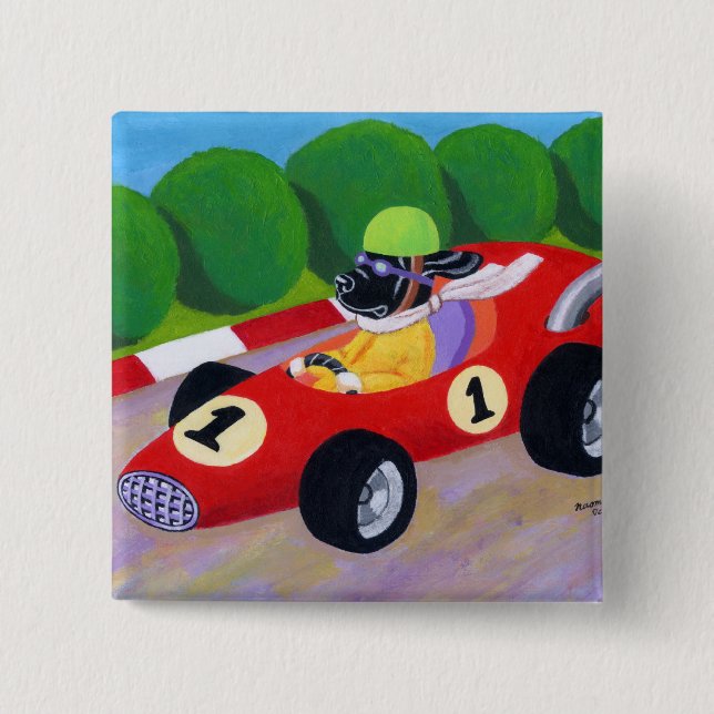 Laufen von schwarzem Labrador Button (Vorderseite)