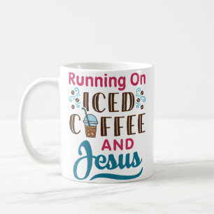 Laufend auf eisgekühltem Kaffee und Jesus Cold Bre Kaffeetasse