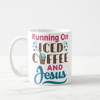 Laufend auf eisgekühltem Kaffee und Jesus Cold Bre Kaffeetasse